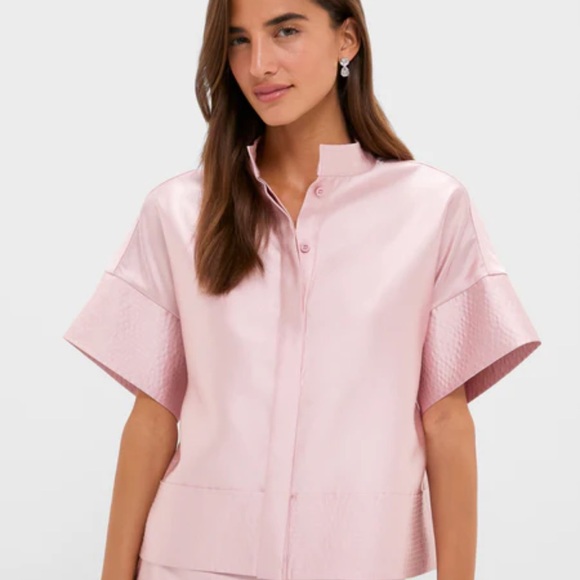 Light Pink Dupioni Trapunto Skirt + Blouse 2x1 Set 🌸 - Picture 2 of 5